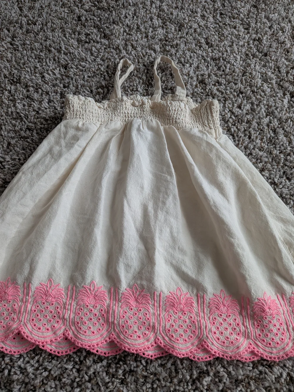 Old Navy Cream Sundress with Pink Embroidered Hem - Girls Size 12/18 Months